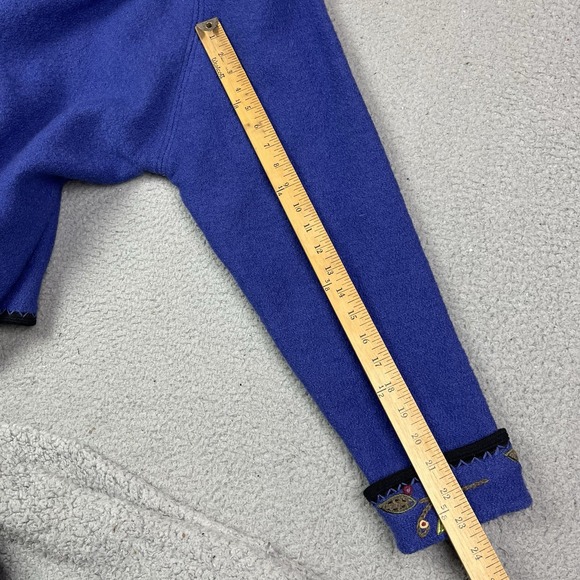 Vtg ICELANDIC DESIGN Jacket Womens Size XL Blue Embroidered Floral Wool Zip 90s - Picture 10 of 10